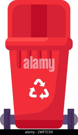 Opened transportable container with lid for storing, recycling and sorting used household hazardous waste. Empty trash can recycle sign for combustibl Stock Vector
