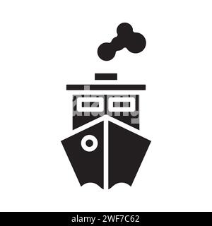 Ship Pollution glyph vector icon isolated Stock Vector