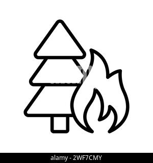 Forest Fire outline vector icon Stock Vector