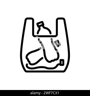 Plastic Pollution outline vector icon Stock Vector