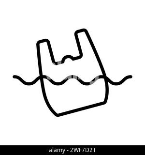 Plastic In Sea outline vector icon Stock Vector