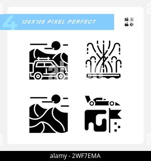 Sightseeing Dubai tourism black glyph icons set on white space Stock Vector