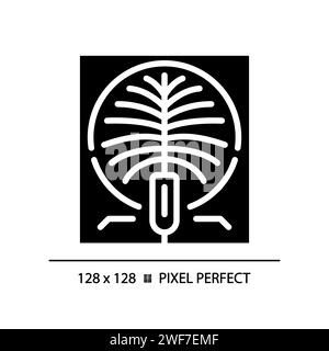Dubai artificial palm-shaped island black glyph icon Stock Vector