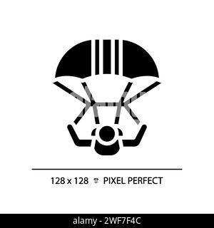 Skydiving outdoor activity black glyph icon Stock Vector