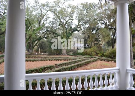 Symmetrical Columns and a View Stock Photo