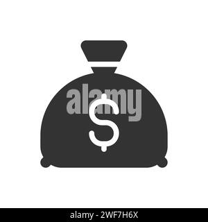 Money bag glyph vector icon isolated Stock Vector