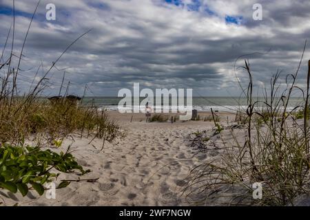Beach entrance sand dunes Stock Photo