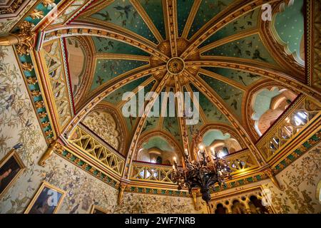Wales, Glamorgan, Tongwynlais, Castell Coch, Great Hall, ceiling Stock Photo