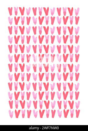 Hand drawn watercolor valentine postcard with hearts isolated on white background. Can be used for card, poster, cover and other printed products Stock Photo