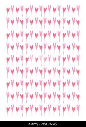 Hand drawn watercolor valentine postcard with hearts isolated on white background. Can be used for card, poster, cover and other printed products Stock Photo