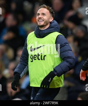 26 Jan 2024 - Tottenham Hotspur v Manchester City - FA Cup Round 4 - Tottenham Hotspur Stadium. Tottenham's James Maddison in action. Picture : Mark Pain / Alamy Live News Stock Photo