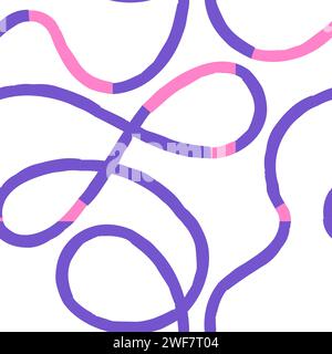 seamless pattern with Brush, marker chalk crayon drawn bold doodle lines. Grunge squiggles and scribbles. Simple childish scribble wallpaper print. Stock Vector