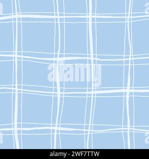 Hand Drawn Irregular Geometric Pattern with doodle freehand grid. Unique blue, white brush shapes and borders. y2k grunge Simple Design Element, Vecto Stock Vector