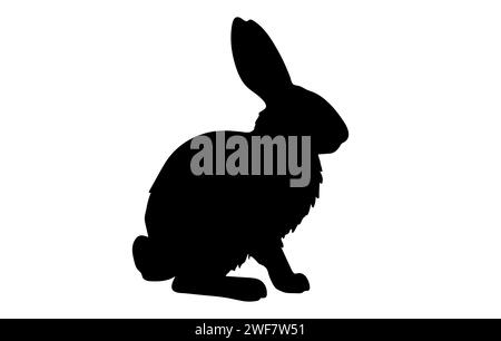 Rabbit silhouette. Easter Bunny. Isolated on white background. Simple black icon of hare. Cute animal. Ideal for logo, emblem, pictogram, print, desig Stock Vector