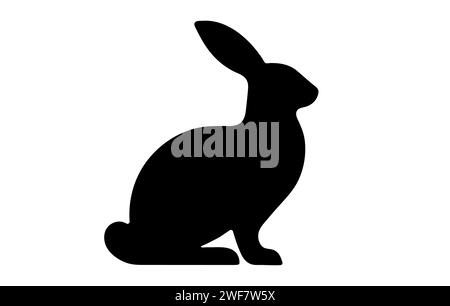 Rabbit silhouette. Easter Bunny. Isolated on white background. Cute animal. Simple black icon of hare. Ideal for logo, emblem, pictogram, print, desig Stock Vector