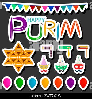 Beautiful color illustration on theme of celebrating annual holiday Purim Stock Vector