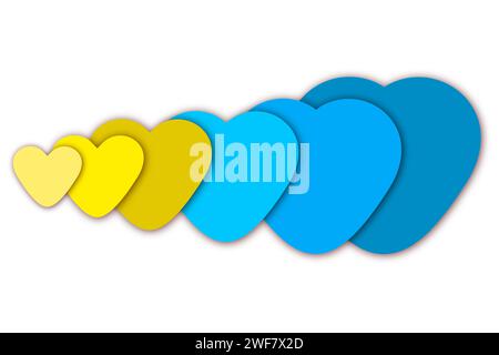 Illustration on theme beautiful bright shape heart in style paper cut, shape decorative paper cut heart consisting of many design elements, shape hear Stock Vector