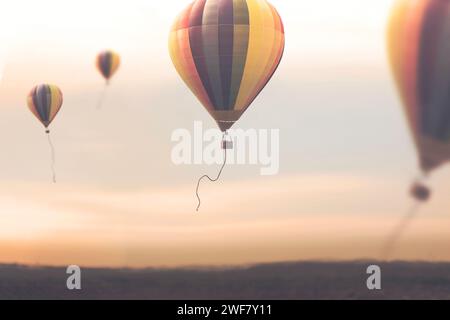 hot air balloons fly free in the sky, symbol of flying Stock Photo