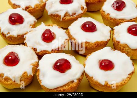 collection of Cherry Bakewell tarts Stock Photo
