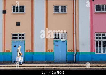 Copenhagen, Denmark. January 29th, 2023. A woman walks past the Palads Cinema as Copenhagen Fashion Week begins in the city today. Credit: Katie Collins/EMPICS/Alamy Live News Stock Photo