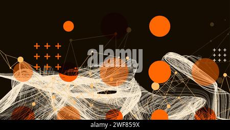 Abstract wave lines. Design element for technology, science, modern concept. Hand drawn. Stock Vector
