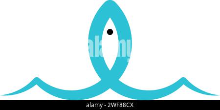 fish jump out of water vector logo illustration Stock Vector