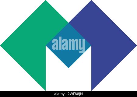 geometric squares letter m logo vector Stock Vector