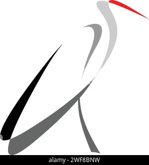 stylized stork logo vector illustration Stock Vector