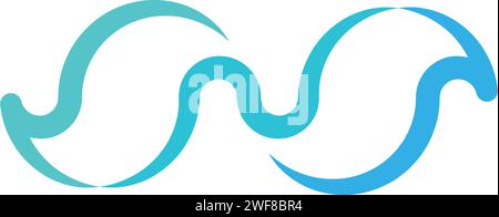 water wave blue letter n logo icon vector Stock Vector