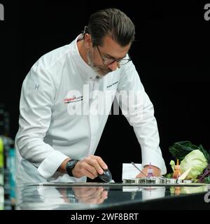 Swiss chef Andreas Caminada from Schloss Schauenstein during the edition of the Madrid international gastronomic congress,  Madrid January 29, 2024 Sp Stock Photo