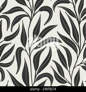 Black trailing foliage seamless vector pattern, great for textile, wallpaper, scrapbook, packaging. Vector illustration Stock Vector