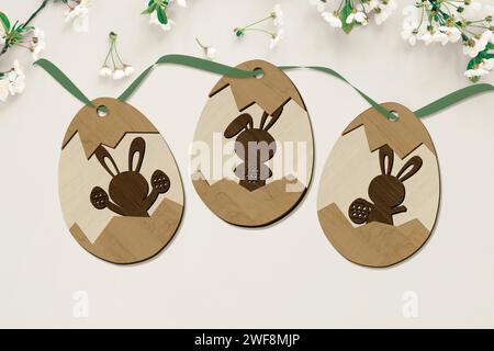 3 Eggs EASTER BUNDLE Digital multilayer layout files are specially prepared for the laser cut, CNC router machine and other cutting machines. Stock Vector