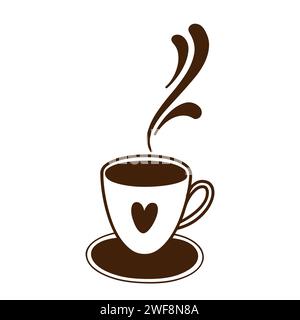 Steaming Coffee Cup With A Heart Icon Vector Illustration Stock Vector