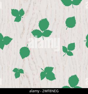 Herbal seamless pattern. Wooden background. Stock Vector