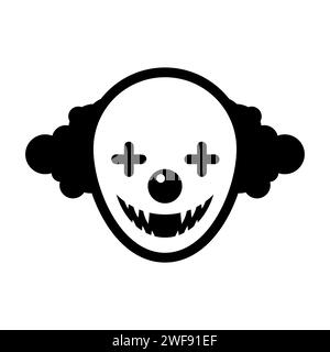 Evil clown face icon. Scary mask face. Angry killer clown. Horror character Vector illustration, Stock Vector