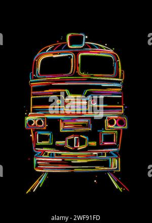 Diesel locomotive hand drawn colored vector Stock Vector