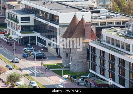 Dieppe, France - September 11 2020: The Porte des Tourelles was built in the 15th century in sandstone and flint and altered several times. It consist Stock Photo