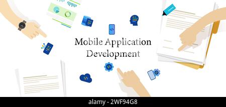 mobile application development create programming software business technology online Stock Vector