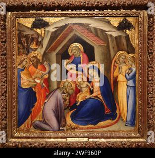 Luca di Tommè (c. 1330-1389). Italian painter. 'The Adoration of the Magi'. C. 1360-1365. Tempera and gold on panel. Thyssen. Madrid. Spain. Stock Photo