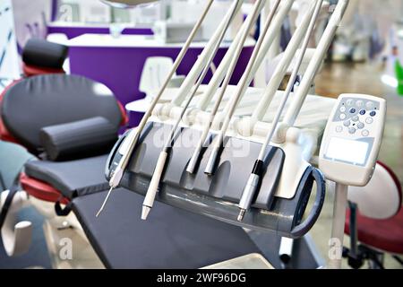 Dental unit with nozzles with control panel Stock Photo