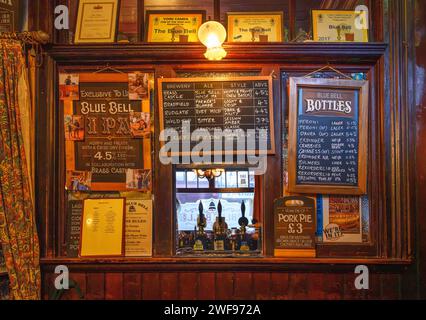 The interior of the Blue Bell Inn on Fossgate, a traditional old pub in the centre of York, England, UK Stock Photo