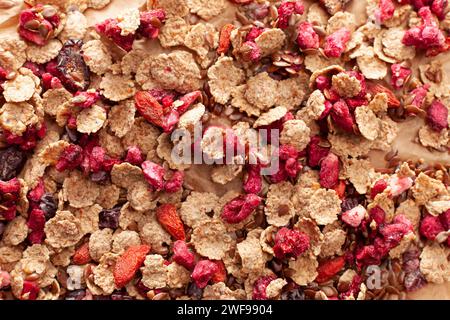 full frame of mixed dry fruit and cereals Stock Photo