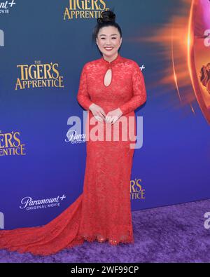 January 27, 2024, Hollywood, California, USA: SHERRY COLA attends the Global Premiere Of Paramount+'s ''The Tiger's Apprentice.' (Credit Image: © Billy Bennight/ZUMA Press Wire) EDITORIAL USAGE ONLY! Not for Commercial USAGE! Stock Photo