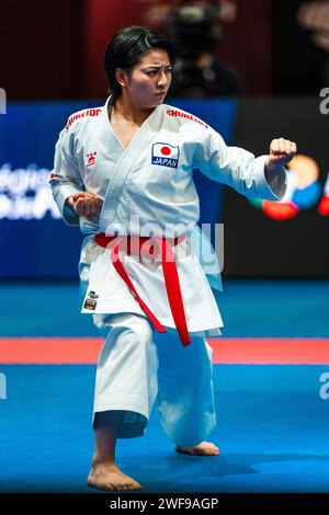 Saeko AZUMA of Japan, Female Kata Final, during the Paris Open Karate ...