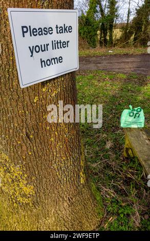 Please take your litter home Thornborough Buckinghamshire Stock Photo