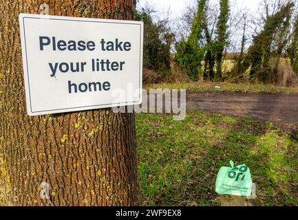 Please take your litter home Thornborough Buckinghamshire Stock Photo