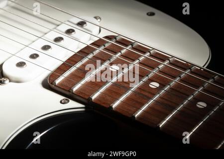 electric guitar fretboard body macro closeup Stock Photo
