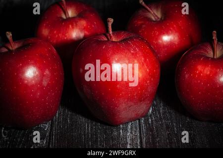red delicious apple on wood background Stock Photo