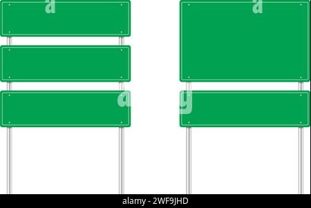 Blank Green Freeway Sign Isolated. Vector illustration Stock Vector