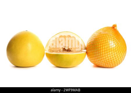 Fresh pomelo fruits on white background Stock Photo